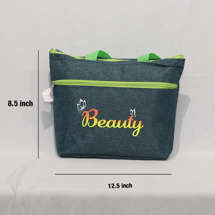 Stylish Denim Shopping Bag-Green - Image 3